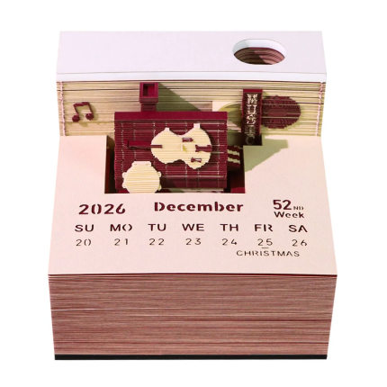 3D Paper Sculpture 2026 Calendar - Tear-off Memo Pad & Decorative Stand