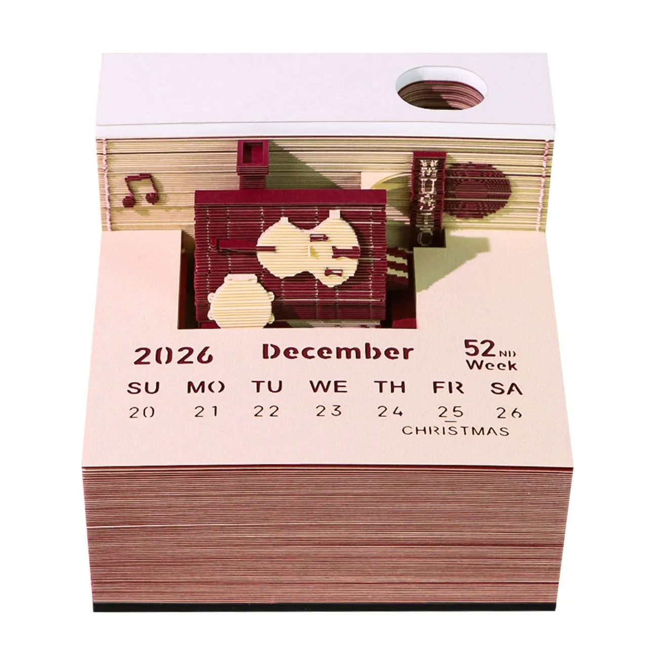 微信图片_20251217055004_1307_59 3D Paper Sculpture 2026 Calendar - Tear-off Memo Pad & Decorative Stand - Image 1