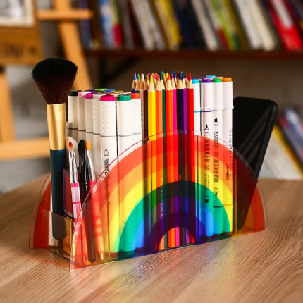 Acrylic Makeup Brush Holder - Large Capacity Desktop Organizer