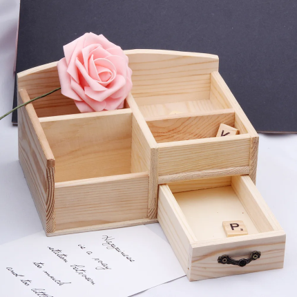 Wooden Multifunctional Pen & Pencil Holder - Desk Organizer Set